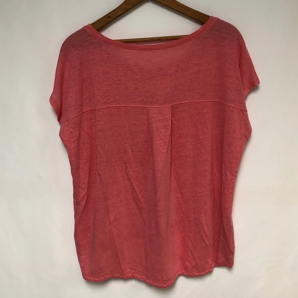 Eileen Fisher Pink Ribbed Linen Top - Picture 7 of 9